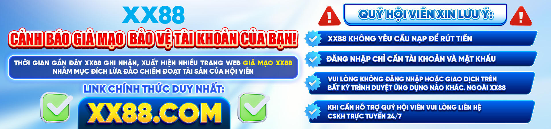 banner cảnh báo của nhà cái xx88